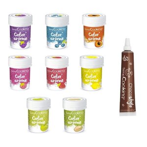 Kit 8 Colorants alimentaires aux Arômes de fruits + 1 Stylo chocolat