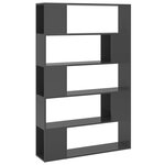 vidaXL Bibliothèque/Séparateur de pièce Gris brillant Aggloméré