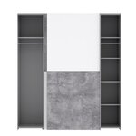 ULOS  Armoire 2 portes coulissantes - Décor béton gris clair et blanc - L 170.3 cm