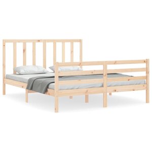 vidaXL Cadre de lit avec tête de lit king size bois massif