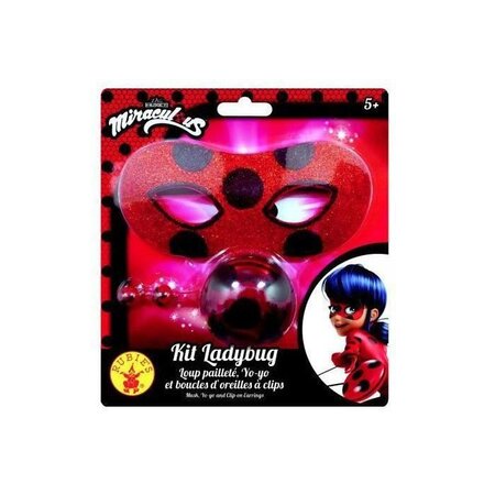 MIRACULOUS Kit blister loup pailleté + Yoyo + Boucles d'oreilles Ladybug
