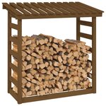 vidaXL Support bois de chauffage Marron miel 108x64 5x110 cm Bois pin