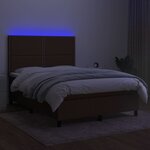 vidaXL Sommier tapissier matelas et LED Marron foncé 140x200 cm Tissu