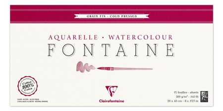 Bloc fontaine 15f grain fin 20x40 300g encollé 4 côtés clairefontaine