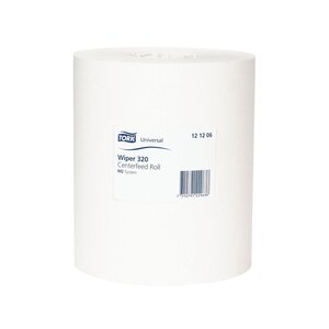 Bobine d'essuyage à dévidage central tork wiper 320 blanche - carton de 6
