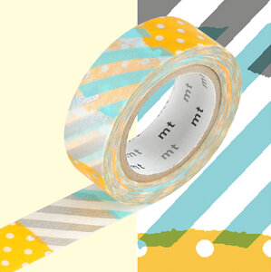 Masking Tape MT 1 5 cm Pois-rayure bleu et orange