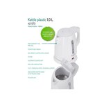 Bouilloire en plastique 1,0 L AD 1272 Blanc ADLER EUROPE