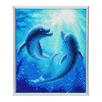 Tableau broderie diamant avec cadre Dauphins
