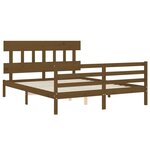 vidaXL Cadre de lit avec tête de lit marron miel 160x200cm bois massif