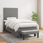 vidaXL Lit à sommier tapissier et matelas Gris foncé 90x190 cm Tissu