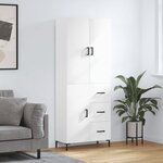 vidaXL Buffet haut Blanc brillant 69 5x34x180 cm Bois d'ingénierie