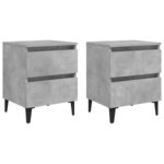 vidaXL Tables de chevet 2 Pièces Gris béton 40x35x50 cm Aggloméré