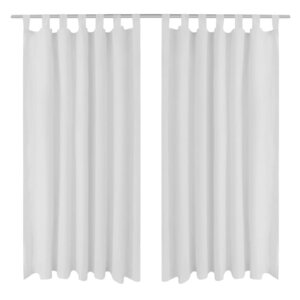 2 Pièces Rideau à Passant Micro Satin Blanc 140 x 225 cm