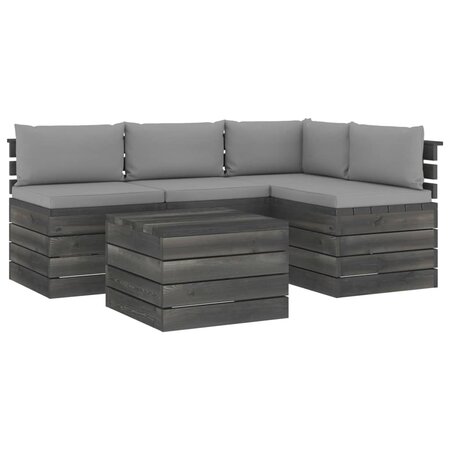 vidaXL Salon palette de jardin 5 Pièces avec coussins Bois de pin massif