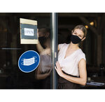 Panneau Pvc Adhésif Antidérapant Masque Obligatoire 20 Cm - Bleu - Exacompta