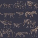 Kids at Home Papier peint Safari Midnight Bleu