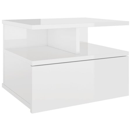 vidaXL Table de chevet flottante Blanc brillant 40x31x27 cm Aggloméré