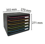 Module De Classement Big Box Plus Horizon 5 Tiroirs Black Office - Noir/arlequin - Exacompta