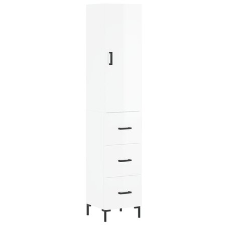 vidaXL Buffet haut Blanc brillant 34 5x34x180 cm Bois d'ingénierie