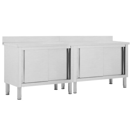 Vidaxl tables avec portes coulissantes 2 pièces 240x50x(95-97) cm inox
