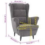 vidaXL Fauteuil gris clair velours