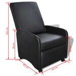 vidaXL Fauteuil pliable Noir Similicuir
