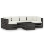 vidaXL Salon de jardin 7 Pièces avec coussins Bois imprégné de gris