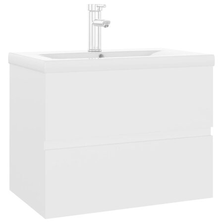 vidaXL Armoire d'évier avec lavabo intégré Blanc Aggloméré