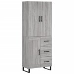 vidaXL Buffet haut Sonoma gris 69 5x34x180 cm Bois d'ingénierie