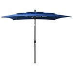 vidaXL Parasol à 3 niveaux avec mât en aluminium Bleu azuré 2 5x2 5 m