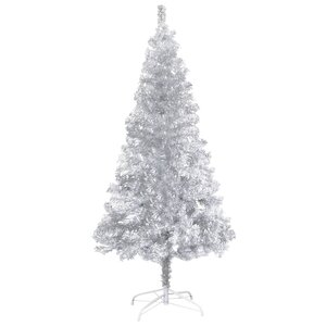 vidaXL Sapin de Noël artificiel avec support argenté 180 cm PET