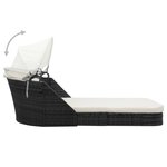 vidaXL Chaise longue avec auvent Résine tressée Noir