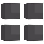vidaXL Meubles TV muraux 4 Pièces Gris brillant 30 5x30x30 cm
