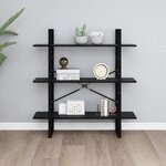vidaXL Bibliothèque à 3 niveaux Noir 100x30x105 cm Bois de pin massif