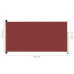 vidaXL Auvent latéral rétractable de patio 160x300 cm Rouge