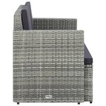 vidaXL Canapé de jardin à 2 places avec coussins Gris Résine tressée