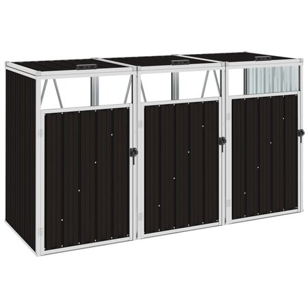 vidaXL Abri de poubelle triple Marron 213x81x121 cm Acier
