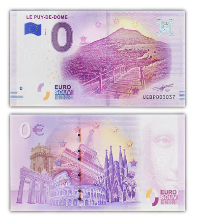 Billet de Collection 0 Euro souvenir 2018 Le Puy de Dôme - France - Neuf