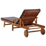 vidaXL Chaise longue avec coussin Bois d'acacia solide