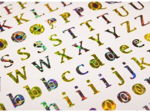160 Autocollants - Alphabet & Chiffres - Doré - Holographique