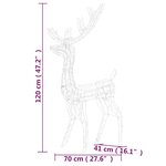 vidaXL Décorations de Noël de renne Acrylique 3 Pièces 120 cm Blanc chaud