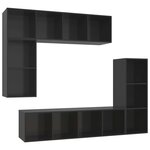 vidaXL Ensemble de meubles TV 4 Pièces Noir brillant Bois d'ingénierie