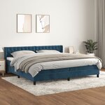 vidaXL Lit à sommier tapissier et matelas Bleu foncé 200x200cm Velours