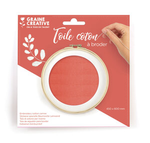 Toile coton Idéal broderie Rouge clair 45 x 60 cm