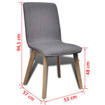vidaXL Chaises à manger lot de 6 gris clair tissu et chêne massif