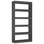 vidaXL Bibliothèque/Séparateur de pièce Gris 80x30x167 4 cm Pin solide