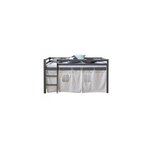 Lit mezzanine 90 x 200 cm gris pour enfants avec echelle et rideaux en tissu