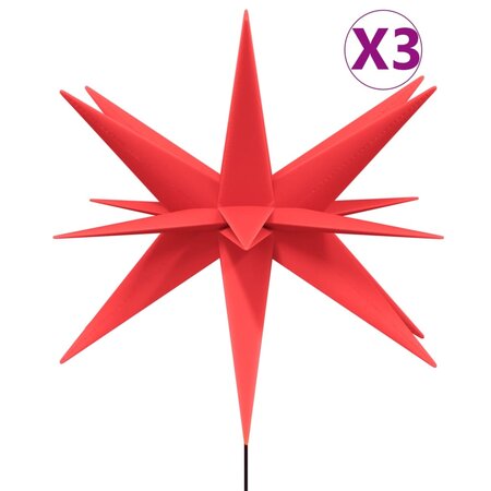 vidaXL Étoiles de Moravie avec piquets 3 Pièces LED pliable rouge 57 cm