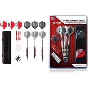 Xqmax darts jeu de 30 fléchettes nickelées 18g pointe souple qd7000690