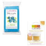 Pâte à sucre bleu 250 g arôme myrtille + paillettes dorées